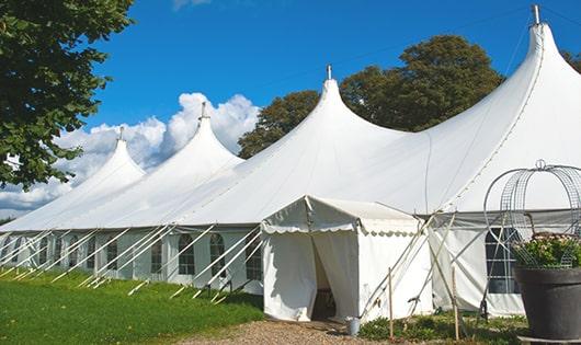 portable restrooms arranged for a event, providing quick and easy access for attendees in Meriden